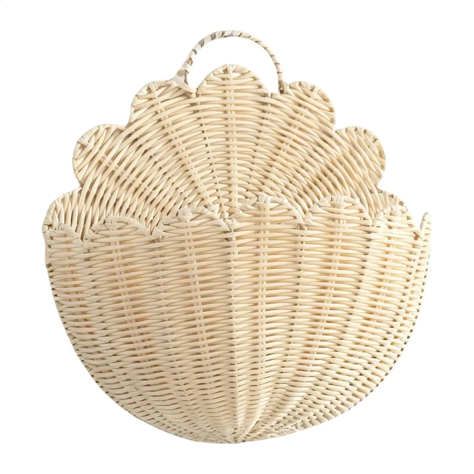 Wicker Storage Basket Wall Mount Rustic Organizer Woven Storage Baskets Wall Decor for Living Room Bedroom Bathroom Kitchen
