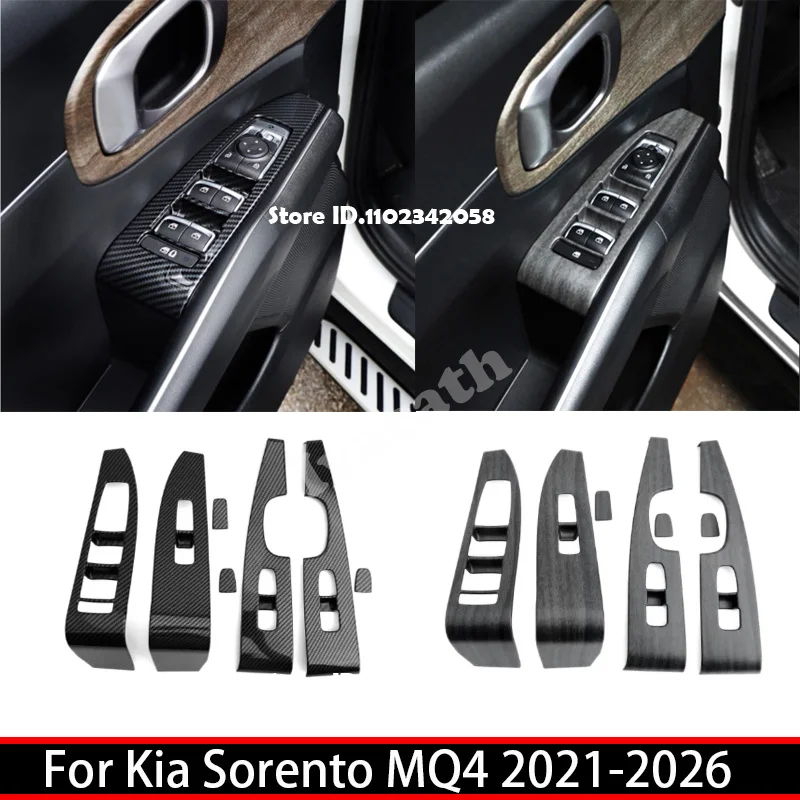 L/RHD for Kia Sorento MQ4 2021-2026 ABS Wood Car Door Armrest Window Rise Switch Glass Lift Control Panel Interior Accessories