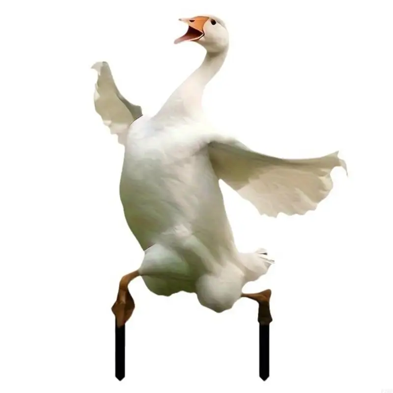 F26C Decorative Geese Figures Stakes Innovative Geese Garden Stake Ornaments Acrylic Stakes for Lawn and Yard