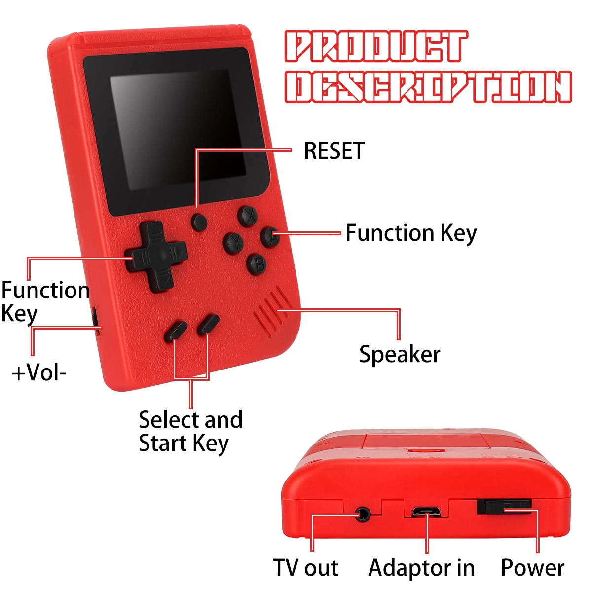 Multiple colors Retro Classic Games Children's Handheld Small Game Console Hundreds Of Game Charging Can Connected To The TV