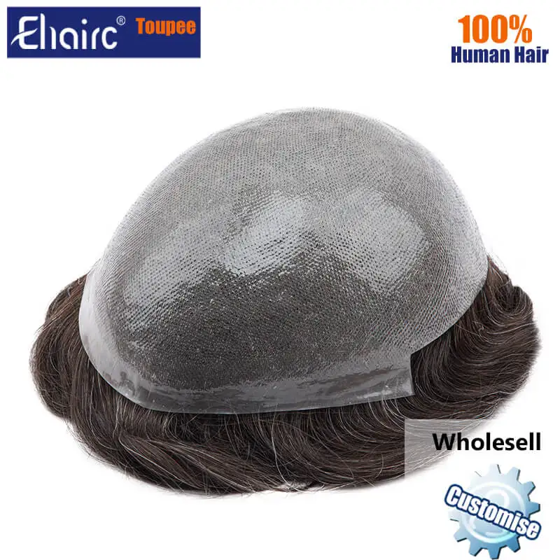 

Salon Supply 10pieces -- Male Hair Prosthesis 0.12-0.14mm Knotted Skin Toupee Men Durable Wigs For Men 100% 100% Human Hair