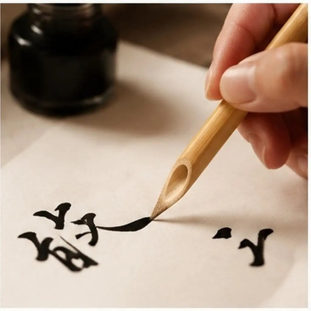 Bamboo Dip Pen for Calligraphy Practice Creation Hand Lettering Drawing Ink Dipping Pen Japanese Chinese Writing Brush Pens