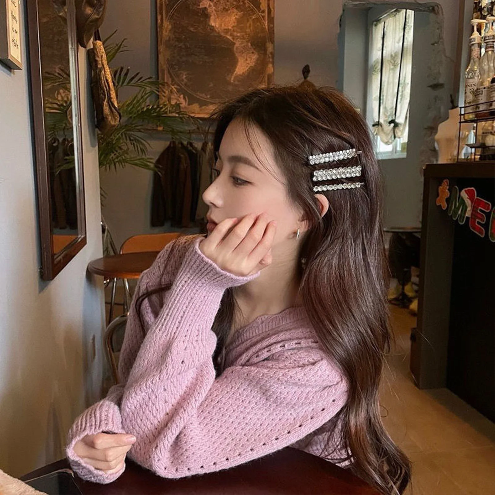 

3Pcs Shiny Rhinestone Metal Hair Clips For Women Fashion Simple Silver Color Barrettes Girls Bangs Hair Jewelry Accessories