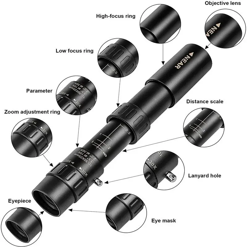 10-300x40 Zoom Telescope HD Portable Strong Binoculars Long Range Professional Monocular Low Night Vision For Hunting