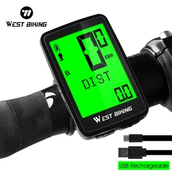 WEST BIKING Wireless Bicycle Computer 5 Language Waterproof Cycling Speedometer USB Charging Stopwatch MTB Road Bike Accessories