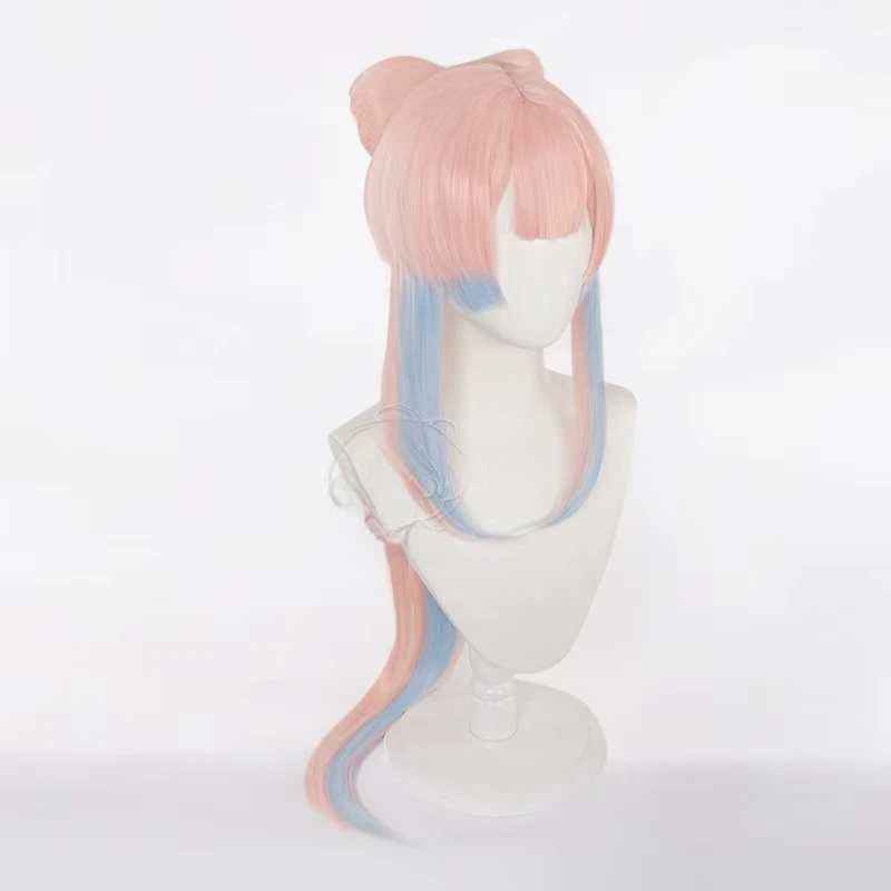 Anime Genshin Impact Sangonomiya Kokomi cosplay pink blue long hair Heat Resistant Synthetic Hair Rose net Halloween Party Wigs - view 2