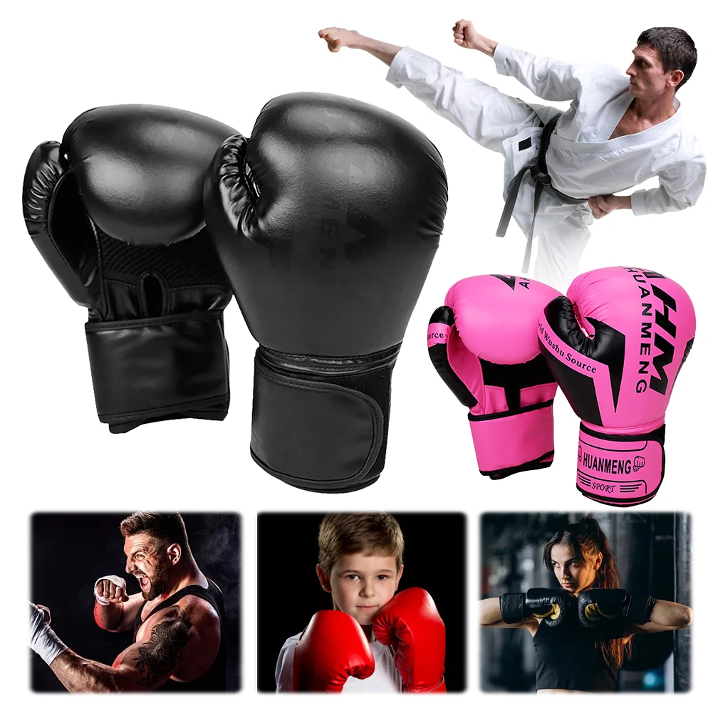 Guantes de boxeo con cierre de gancho y bucle, guantes de entrenamiento transpirables para hombres y mujeres