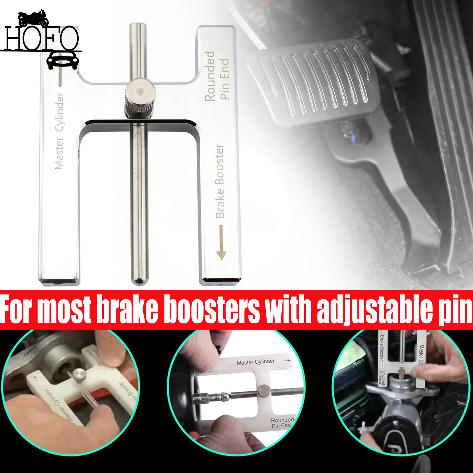 

Brake Adjustment Tool Aluminium Alloy Brake Booster Master Cylinder Push Rod for Brake Booster with Adjustable Pin