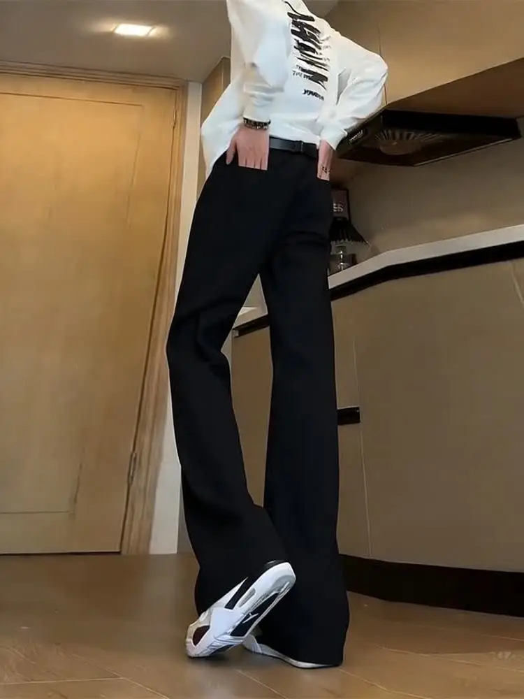 

American High Street Slim Fit Men's Jeans Vibe Sle Bootcut Casual Pants mid Waist Zipper Closure Wear Resistant