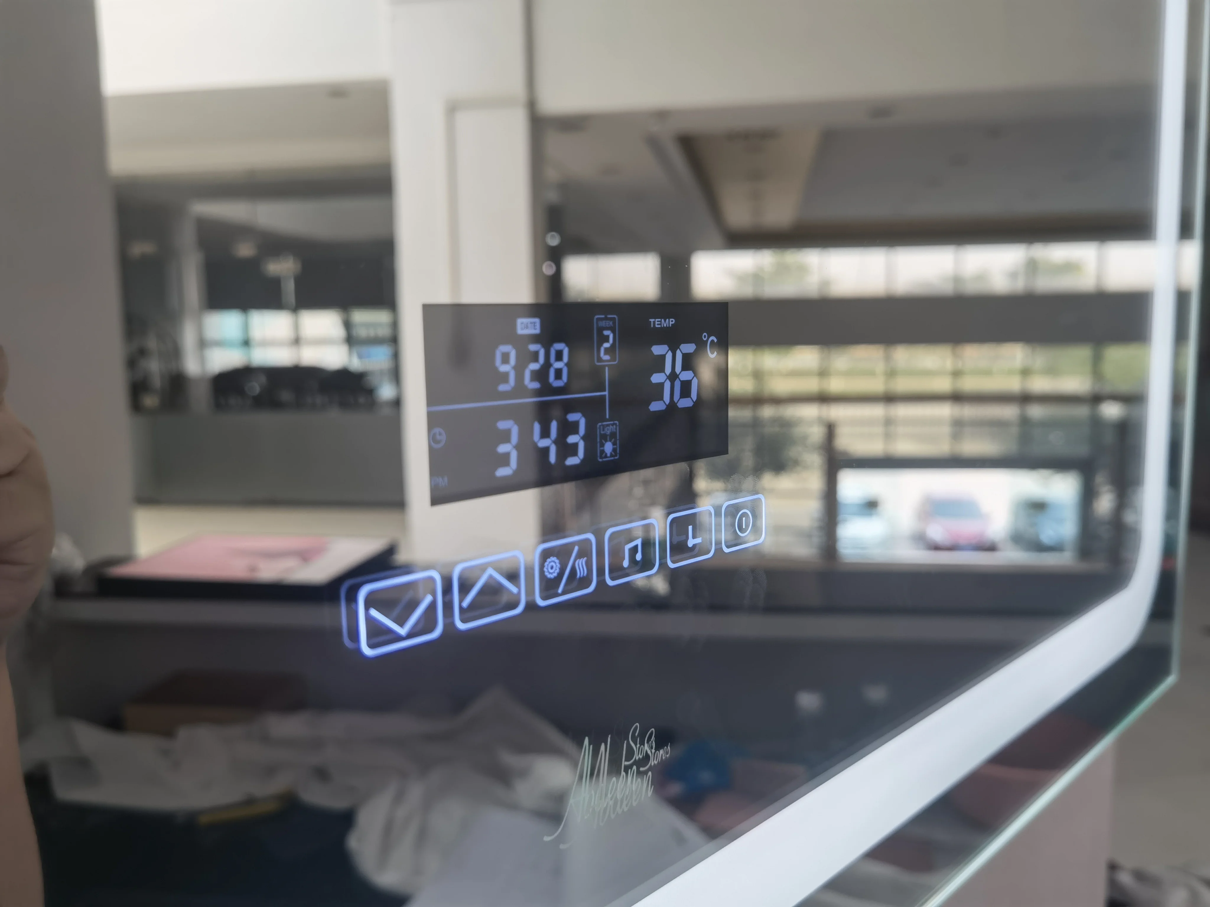 Espelhos de banho do espelho esperto retangulares com espelho inteligente do diodo emissor de luz da tela