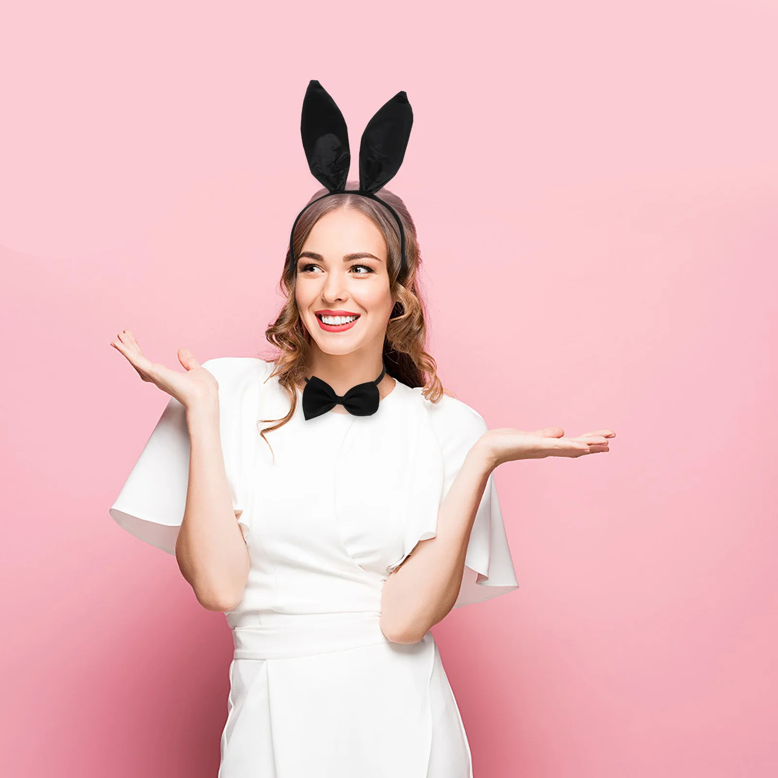 

Bunny Ear Headband Unique Costume Outfit Rabbit Cosplay Hairband Accessory Tail Accessories Bow Tie Prop Cloth Headwear Set