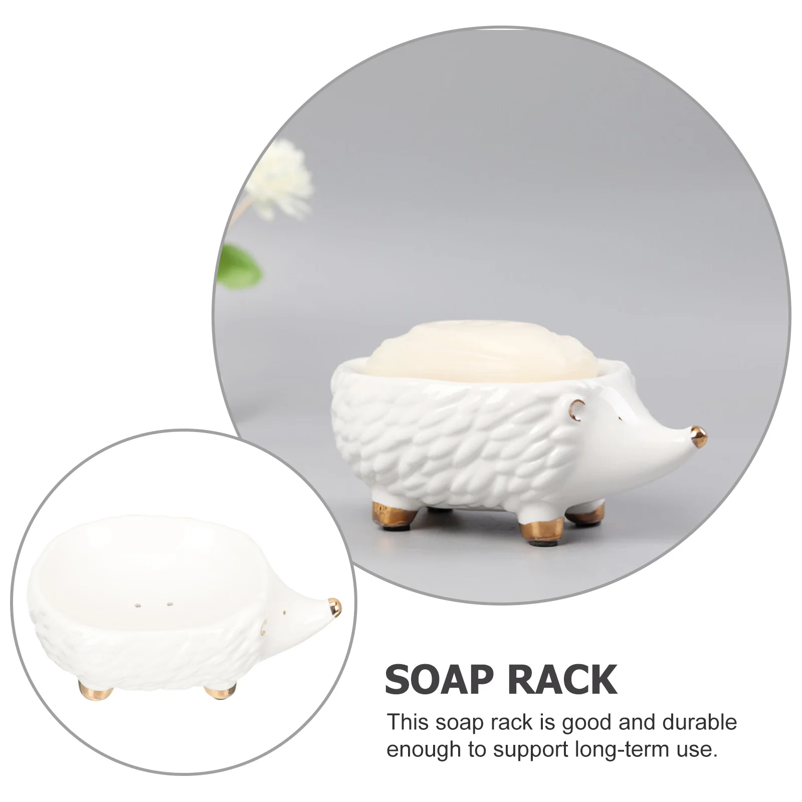 Hedgehog Soap Box Organizer Storage Rack Ceramic Holder Ceramics Cartoon for Kitchen