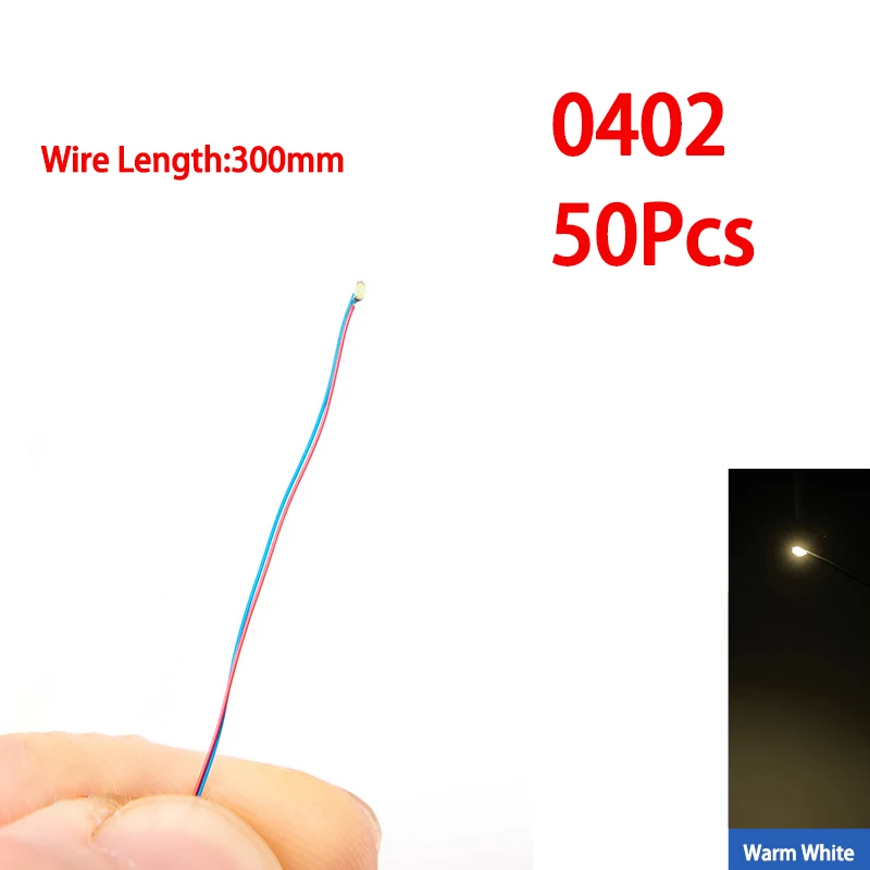 SANMERSEN 50 teile/beutel 0402 0603 0805 1206 SMD Lampe Wired Micro Litz Led Vorgelötet Chip Wired 30 cm 3 V DIY Eisenbahn Modelle Szenen Spielzeug Licht 8