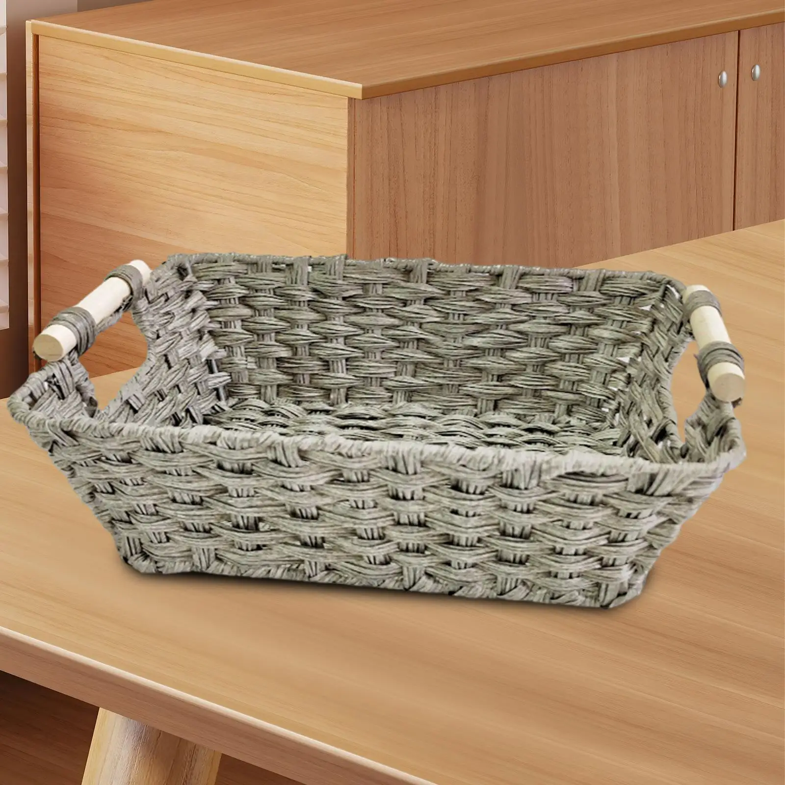 Imitation Rattan Storage Basket Decorative for Home Bedroom Coffee Table
