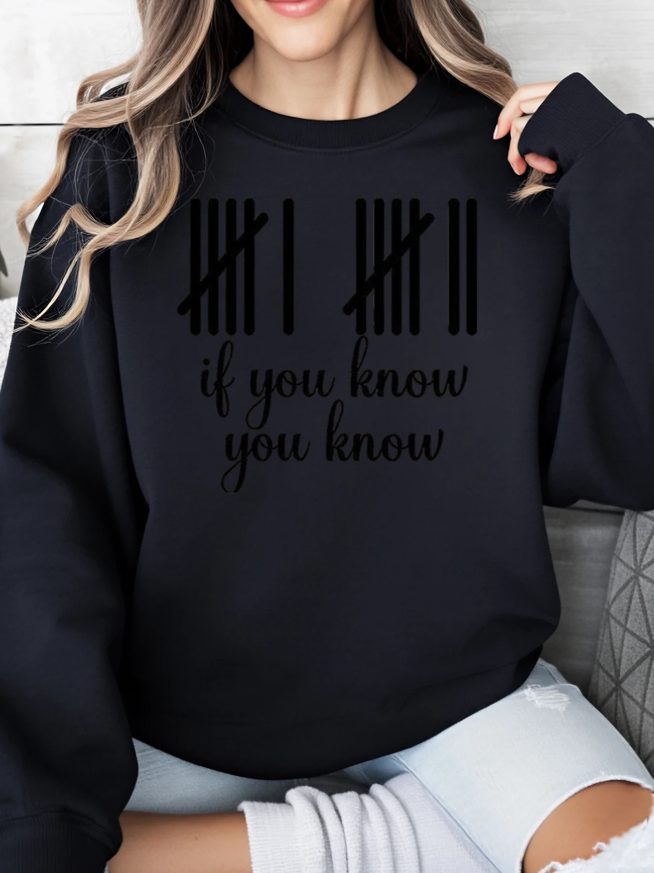 Barcode als je weet dat je weet Sweatshirt Halloween Dames Vrijetijdskleding Zwart Grote maten