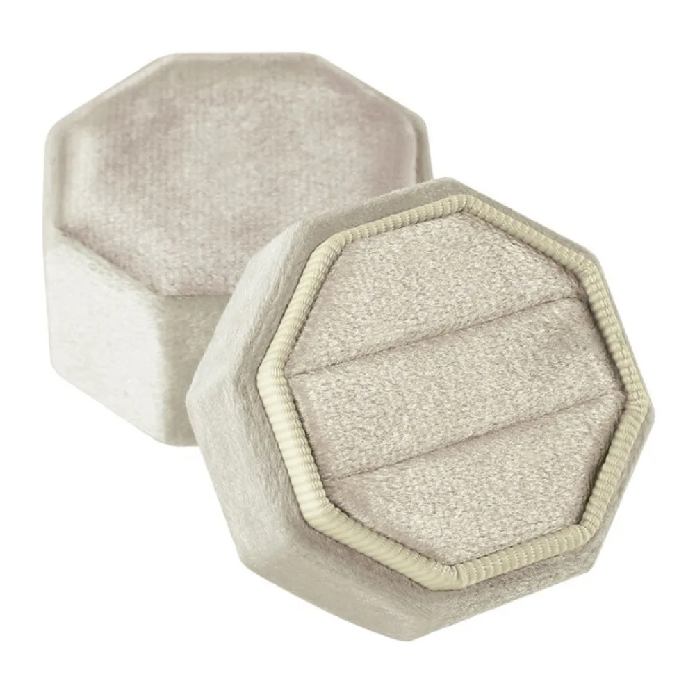 New A Pair of Rings Jewelry Box Velvet Hexagon Ring Box Elegant Luxury Gift Box Anniversary