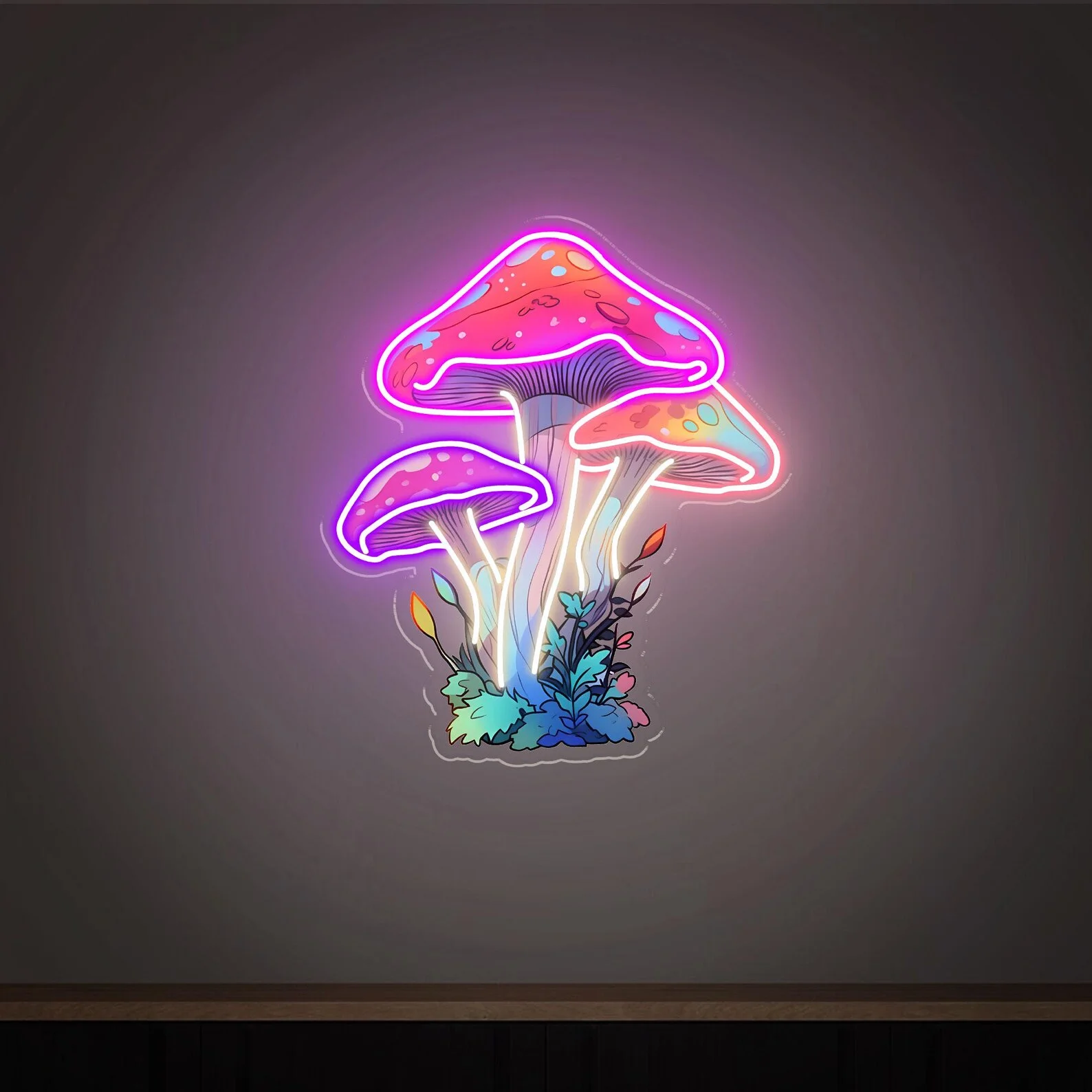 يقطر الفطر NeonSign، الفطر NeonSign، الفطر فن البوب الملونة، بوهو غرف الألعاب إعدادات الجدران الداخلية، الأعمال NeonSign