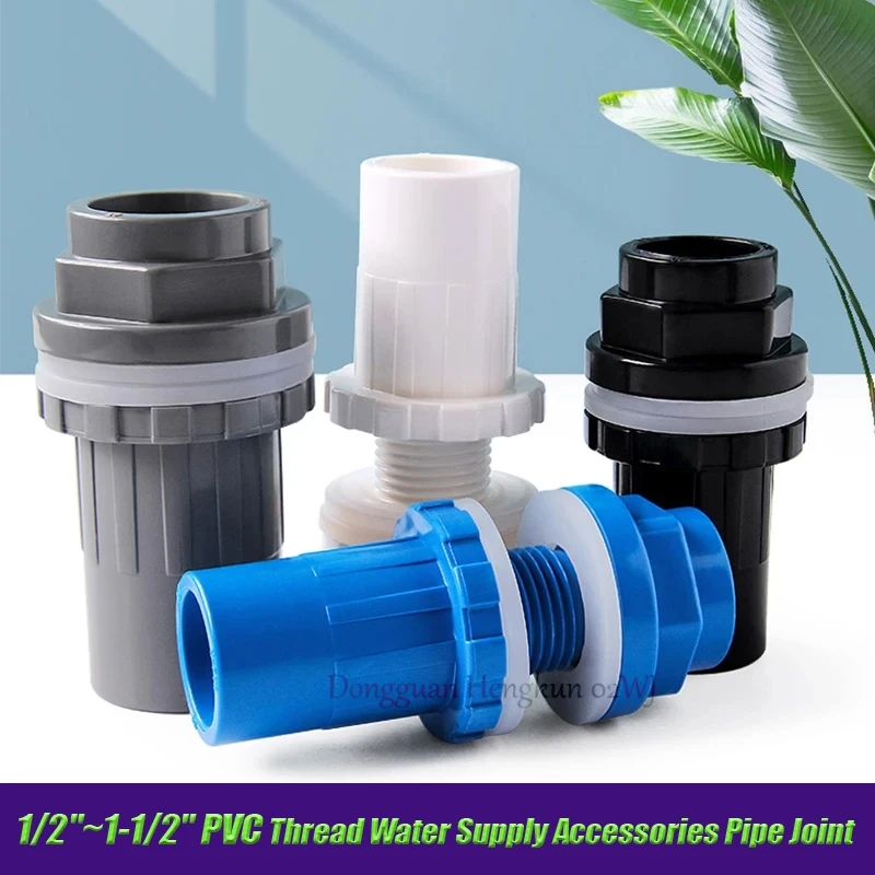 

1-20pcs/lot 1/2"~1-1/2" PVC Pipe Fittings Aquarium Fish Tank Connector Overflow Thread Water Supply Accessories Pipe Joint