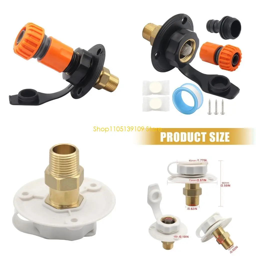 

P5ED Brass RVs Water Inlet With Leak Proof Silicone Seal And ABS Housing For Campers Installations