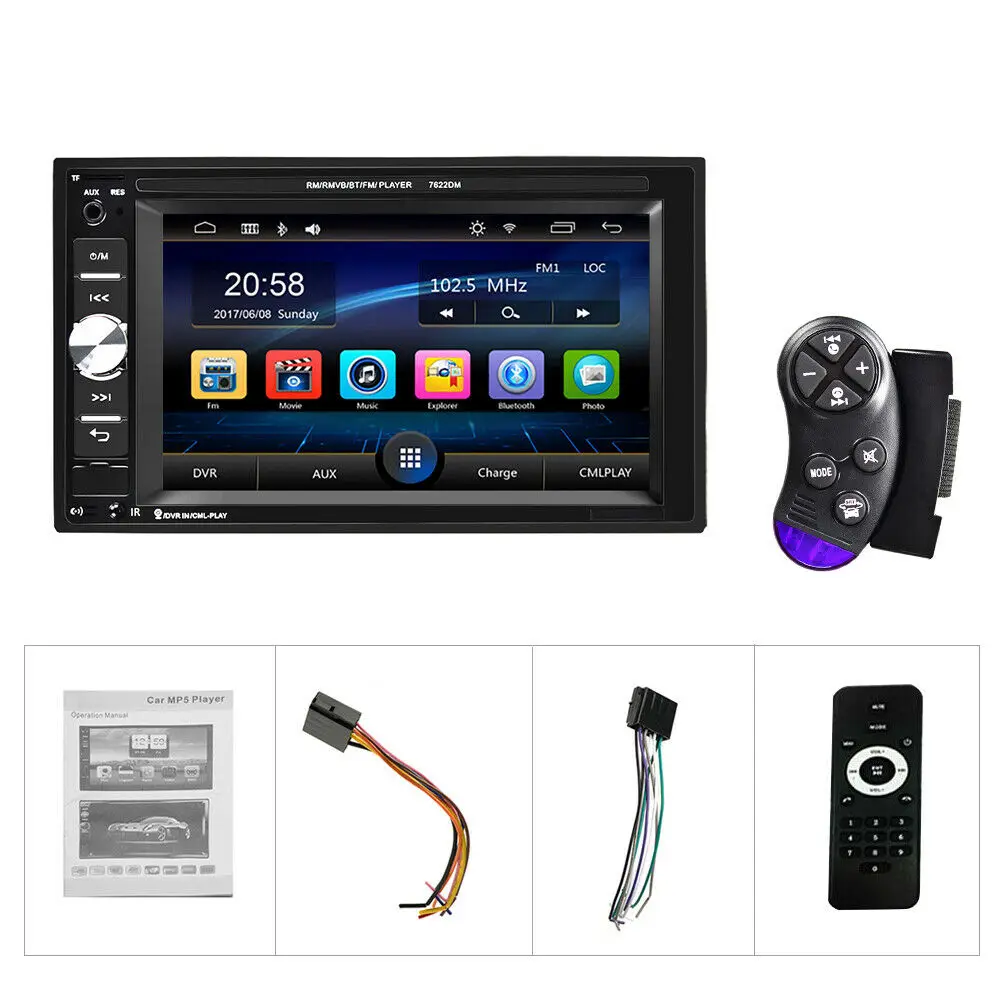 

2Din 6.2 Inch Car Radio Mp5 Player Fm Aux Usb Sd Bluetooth Stereo Audio