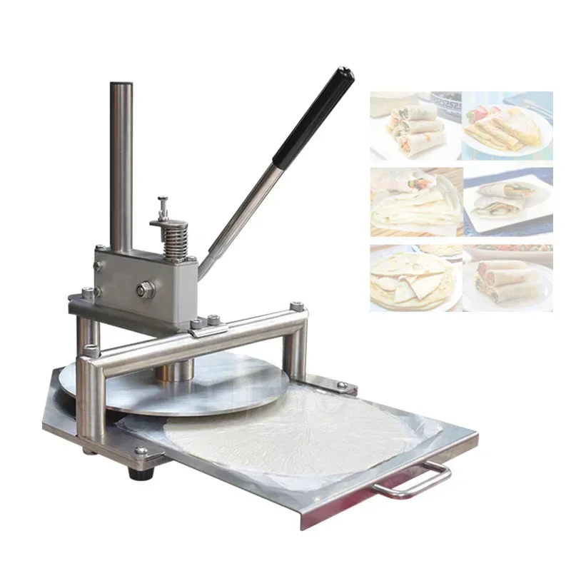 High Efficiency Manual 304 Stainless Steel 30cm Cake Squeezing Machine Chapati Pie Dough Press Machine For Food Shops Restaurant