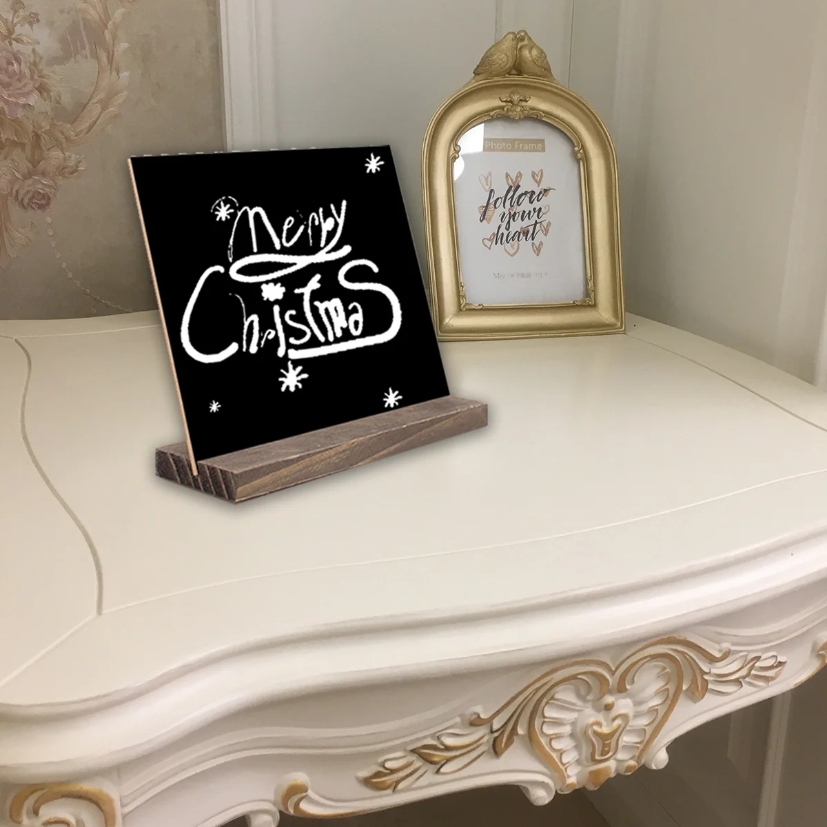 

Writing Board Blackboard Mini Double Sided Household with Base Wooden Bamboo Double-sided