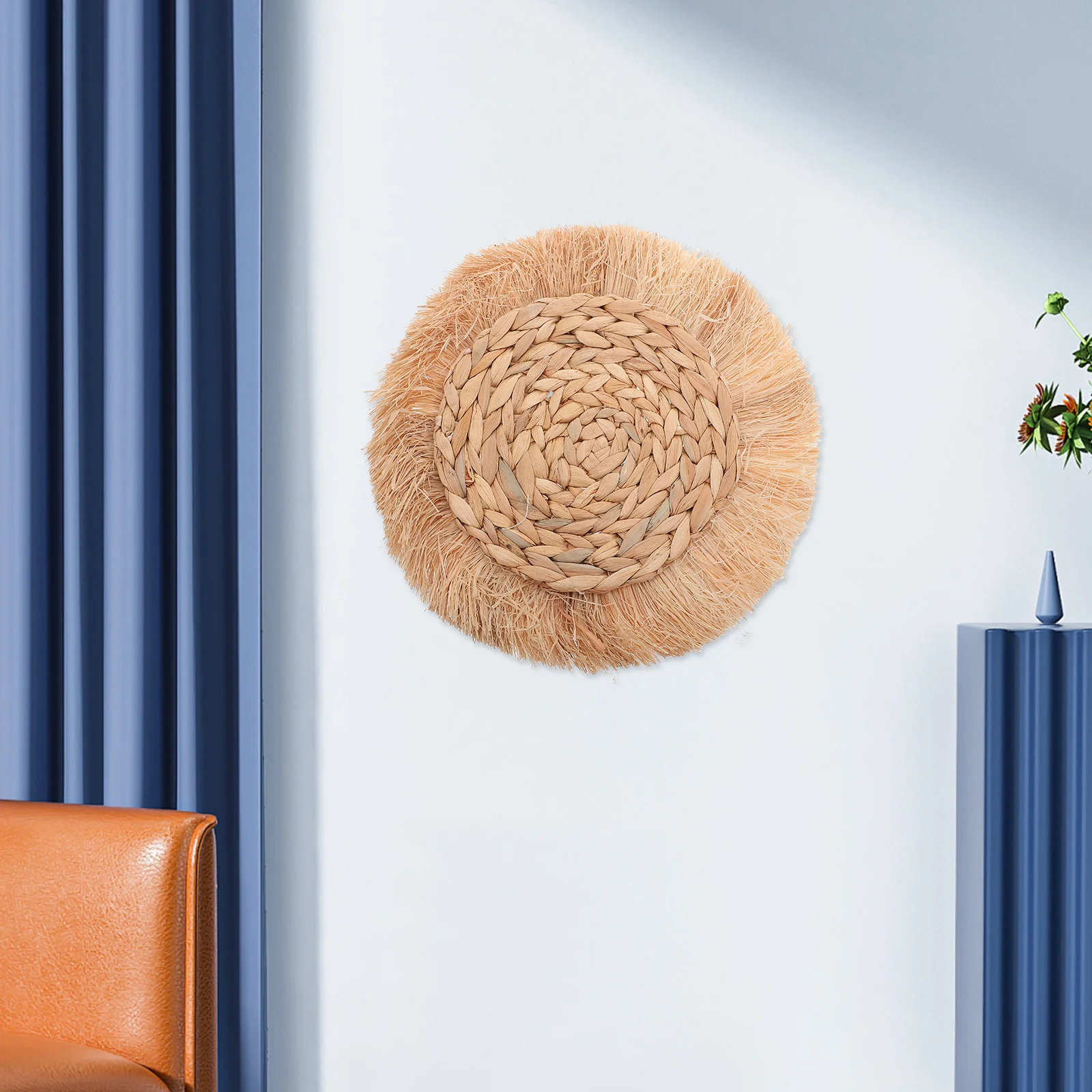 

7Pcs Boho Baskets Wall Decor Handmade Woven Grass Farmhouse Living Room Bedroom Kitchen Tassel Art Boho Home Decor