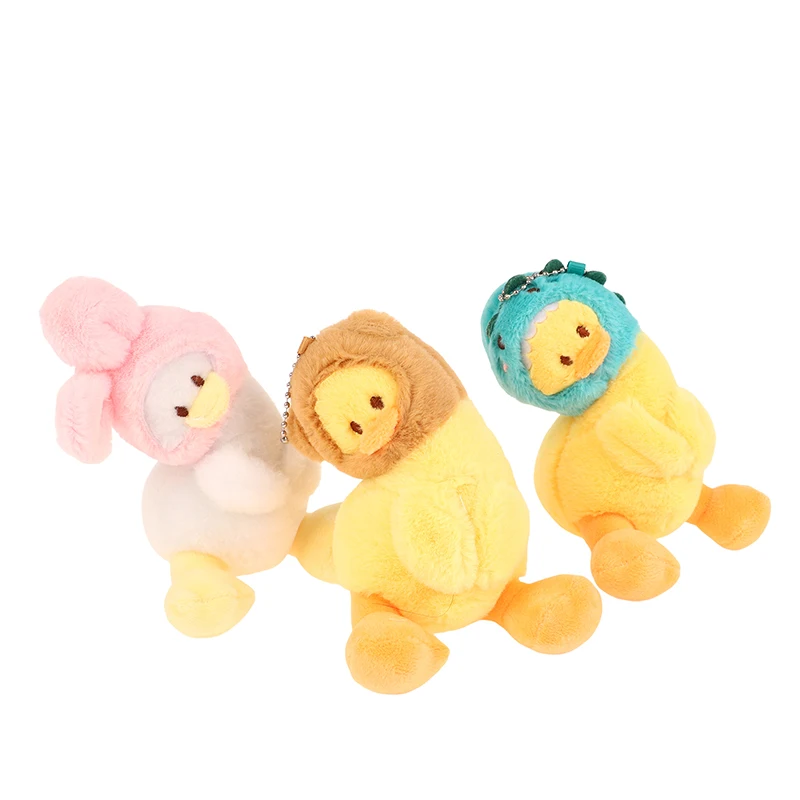 Head Cover Crooked Duck Pendant Keychain Creative Grab Machine Doll Plush Toy Backpack Pendant