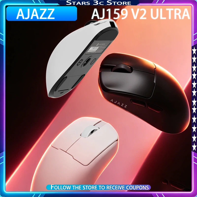 Ajazz Aj159 V2 ULTRA Gaming Mouse PAW3955 with Smart Display Dock Design of Replaceable Battery Lightweight Office Gamer Mouse
