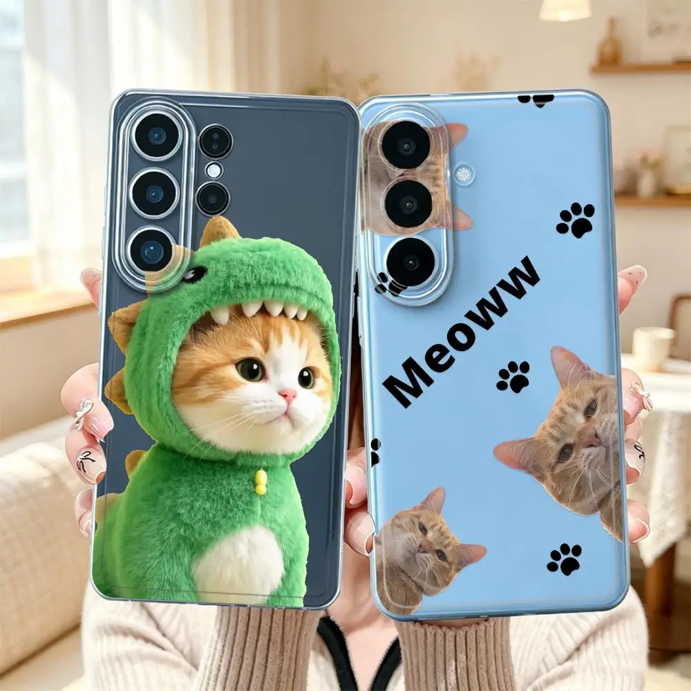 Case for Samsung Galaxy S26 Ultra S23 Ultra Note 20 Ultra 10 S25 Edge S22 FE S20 Plus S24 S23Ultra S21 Phone Cover Cat In