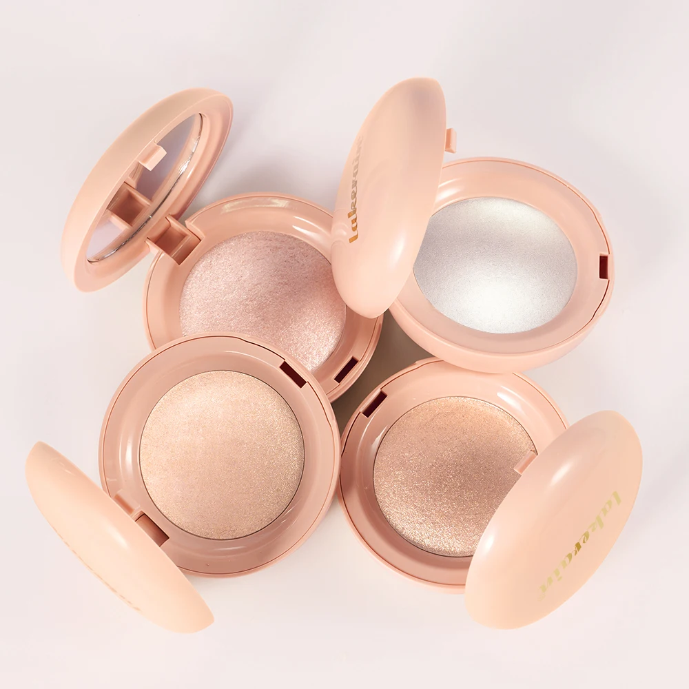 Resaltador en polvo de larga duración, resistente al agua, instantáneo, piel sedosa, brillo horneado, iluminador brillante, maquillaje, brillo de contorno