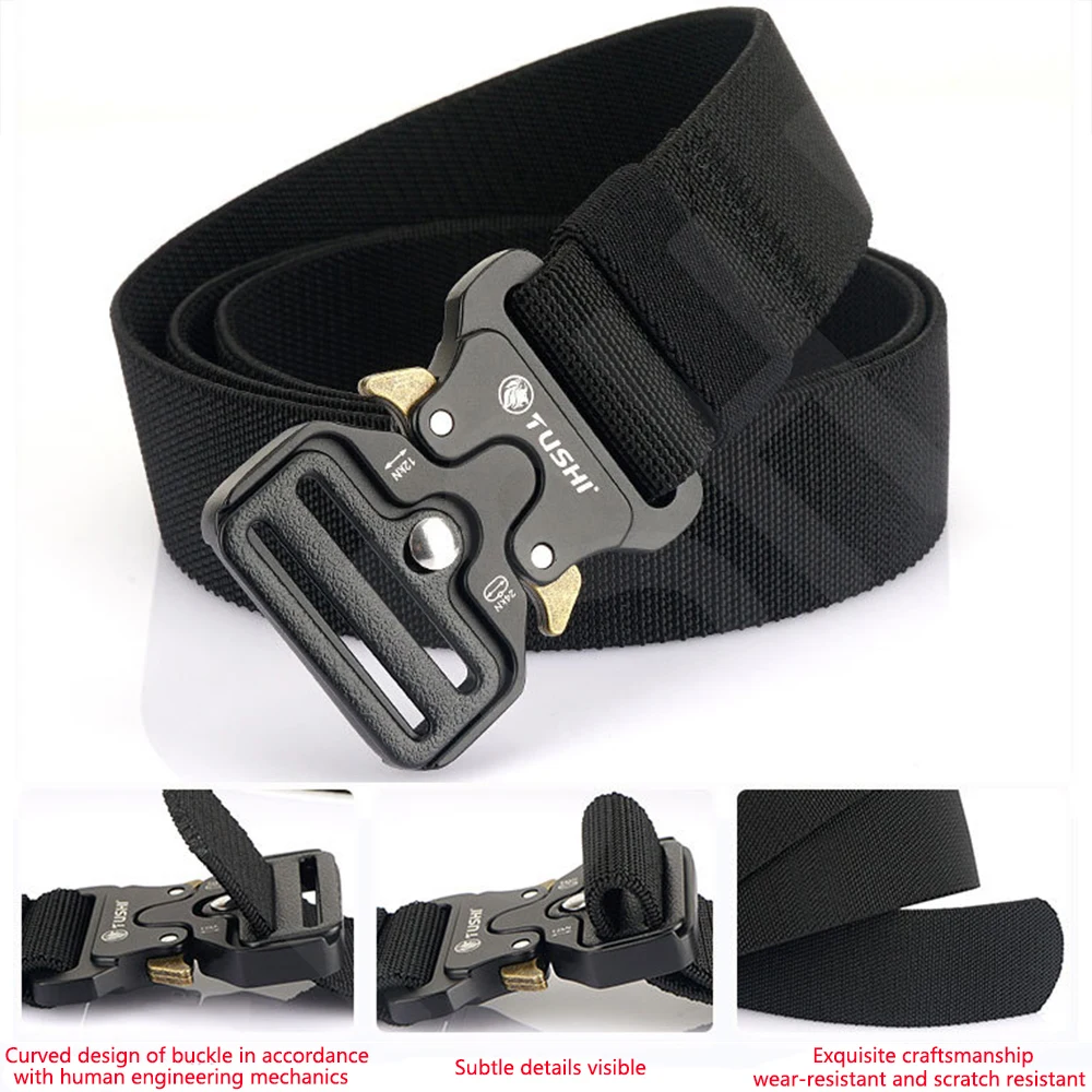 TUSHI Men Army Outdoor Hunting Tactical Multi Function Combat Survival High Quality Marine Corps Canvas For Aluminum Alloy Belt