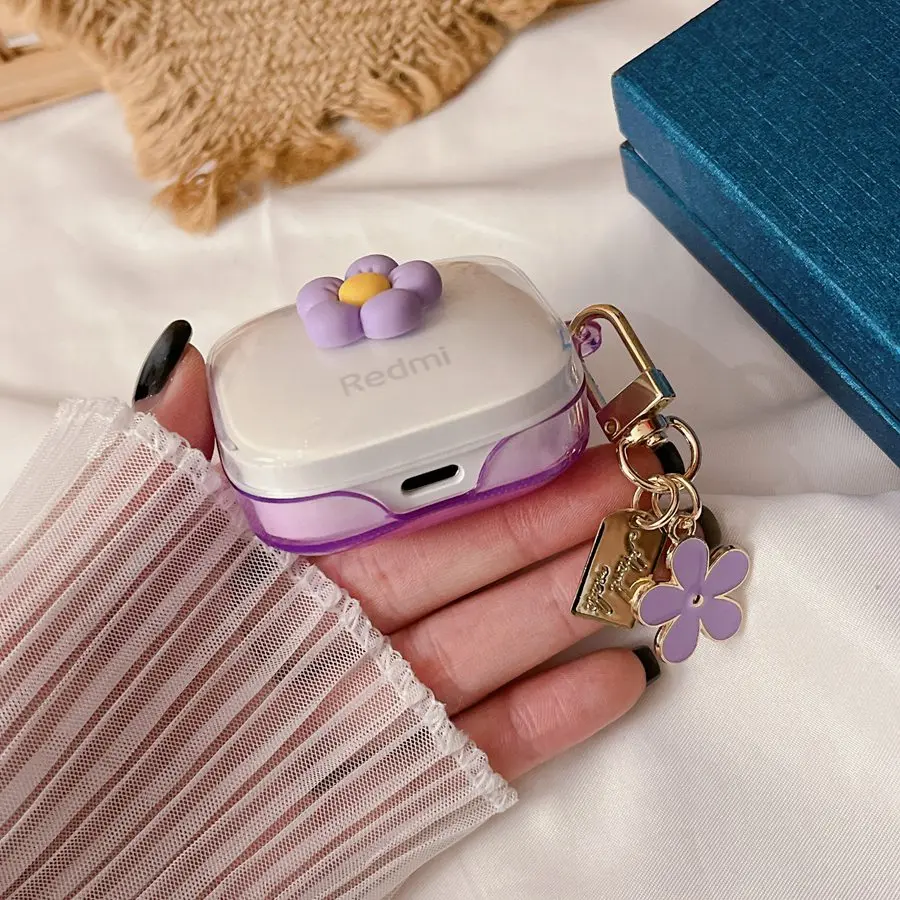 حافظة سيليكون شفافة لبراعم redmi 6 النشطة ، لطيف ، الكرتون ، سلسلة المفاتيح ، الموضة
