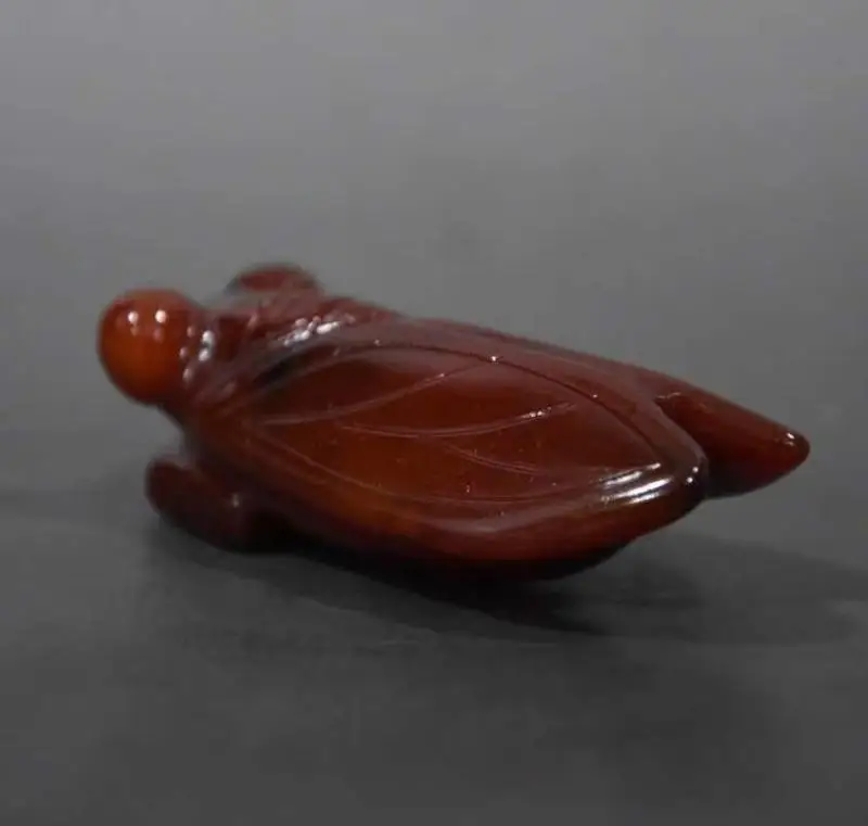 Collect Exquisite High Ancient Jade Red Agate Handles Gold Cicada Pendants Pendants