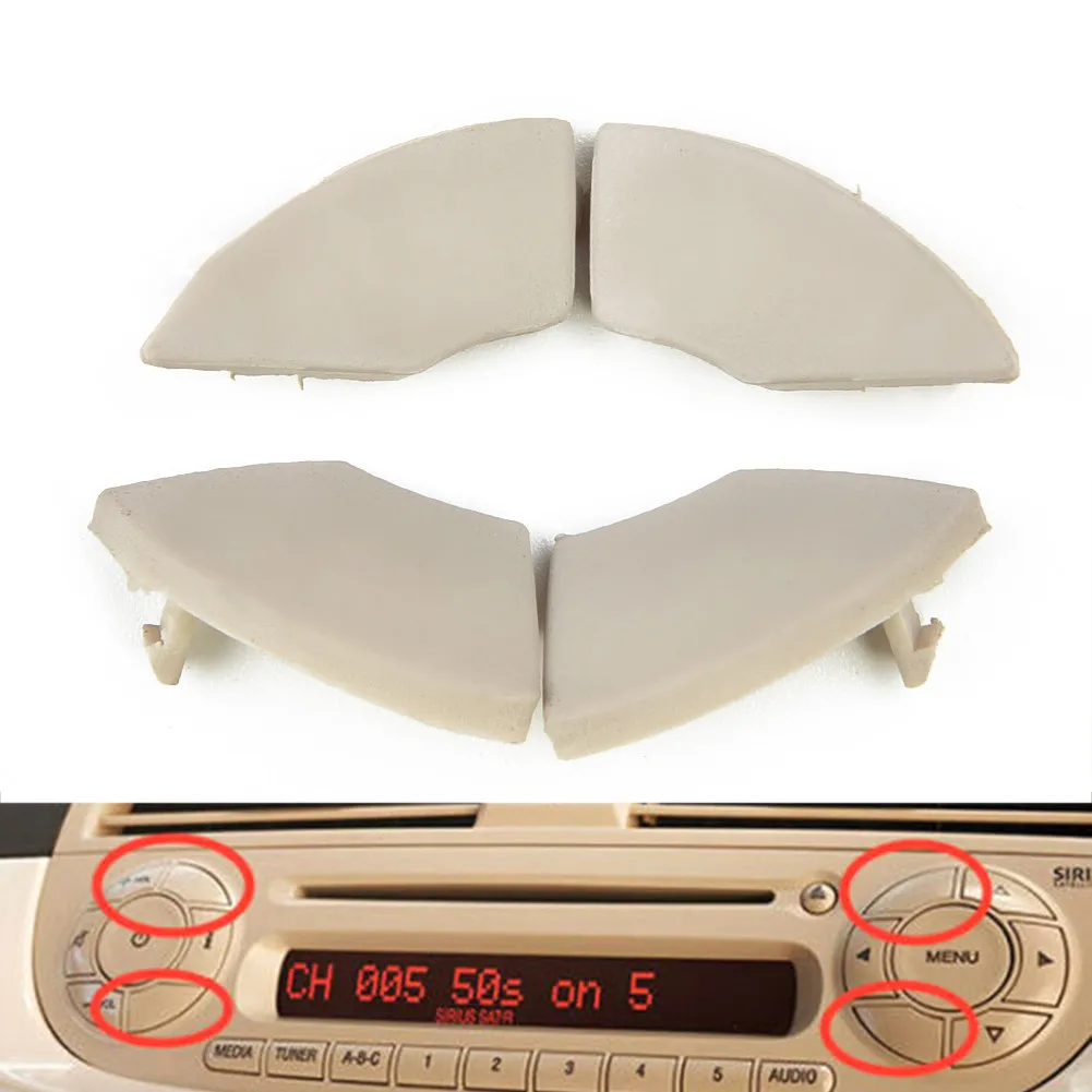 4Pcs Beige Buttons Trim Cover For Fiat 500 Radio For Onwards Radio Single Choice Cd Button Trim Cover Removal