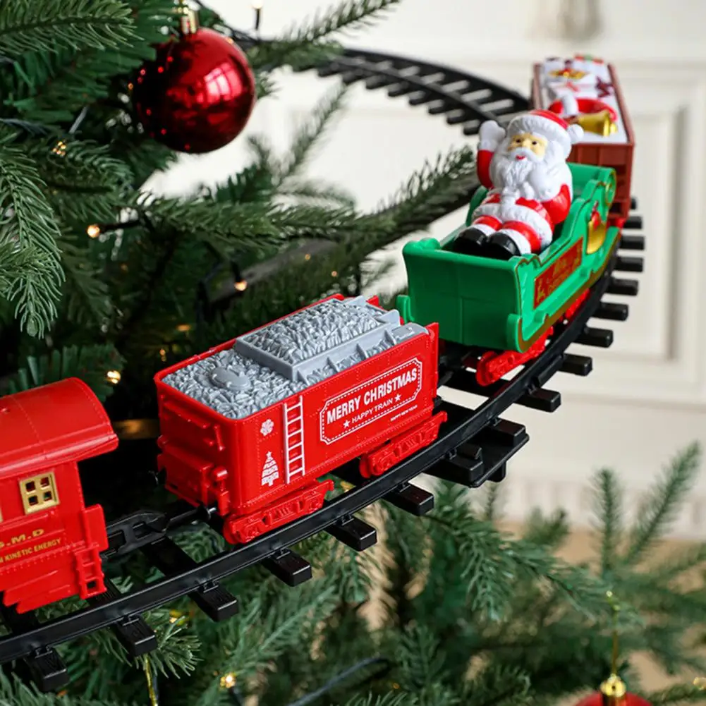 Kids' Christmas Tree Train Set Electric Christmas Train Set for Kids Holiday Toy Train with Hanging Railroad Track Xmas Tree