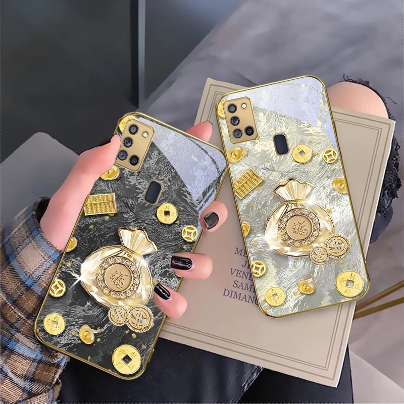 

Lucky Bag of Blessings For Samsung A 70 71 72 73 14 15 13 16 25 A26 31 32 33 34 35 50 51 52 53 54 55 56 Golden glass phone case