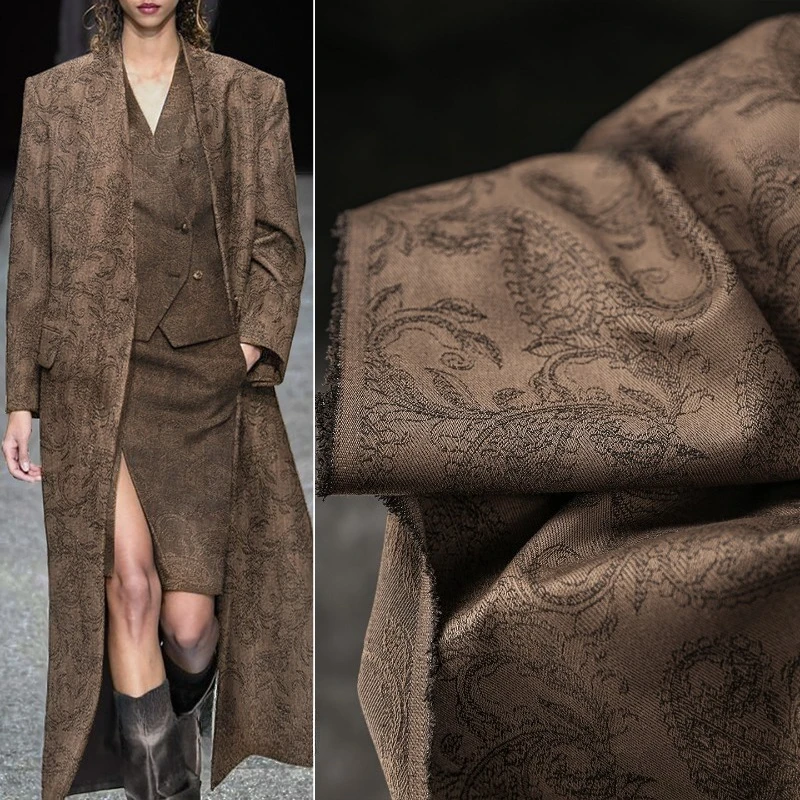 

Vintage Brown Jacquard Fabric for Creative Outerwear DIY Clothing Design Fashion Clothing Diy Sewing Fabrics By The Meter Cloth