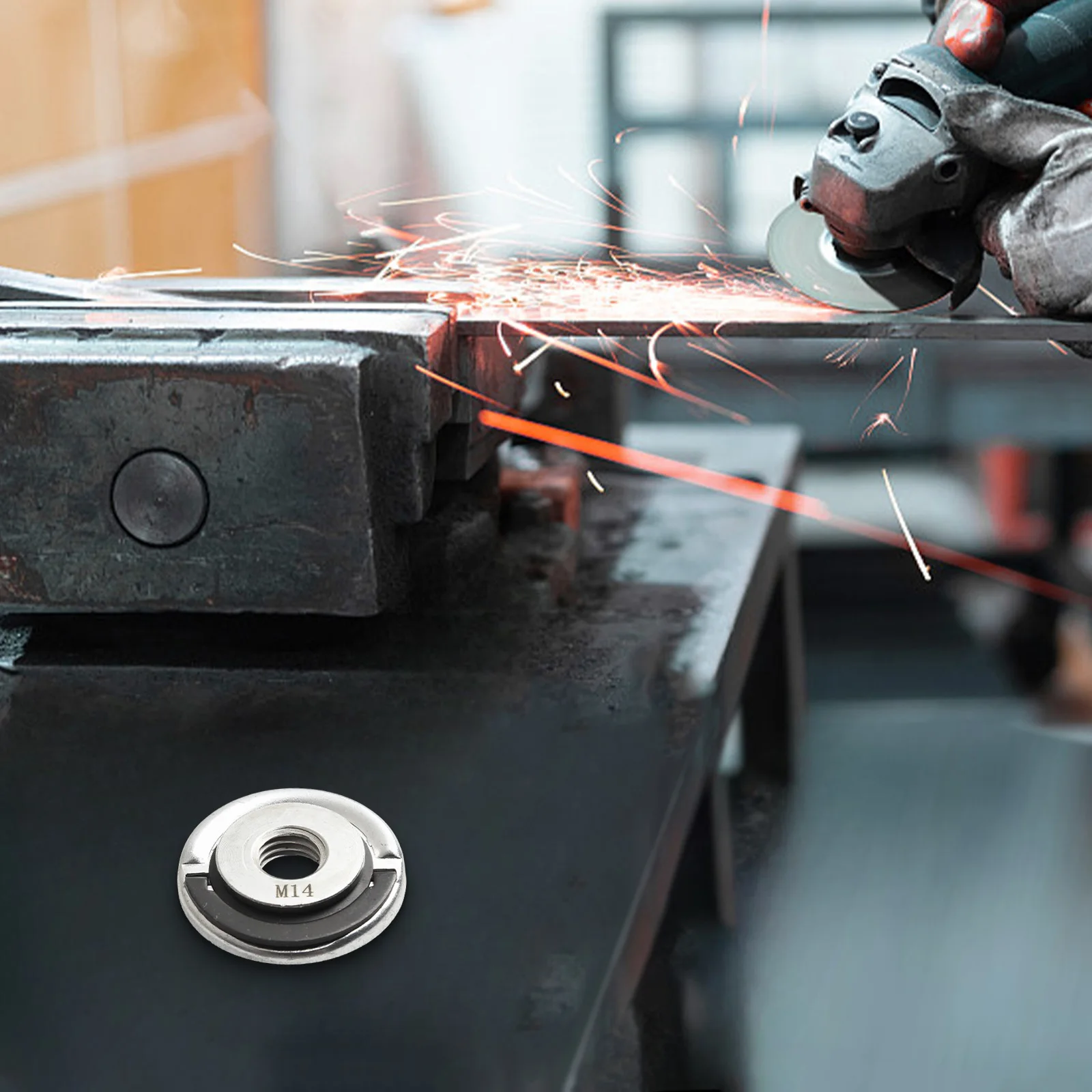 

Angle Grinder Flange Power Chuck Set Stable Grip Firmly Lock Improve Grinding Efficiency Silver Black Grinding