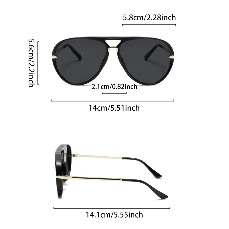 KAMMPT Fashion Retro Pilot Decor Shades Women Stylish Brand Design Sunglasses Oversize Vintage Metal Driving Anti UV Sun Glasses