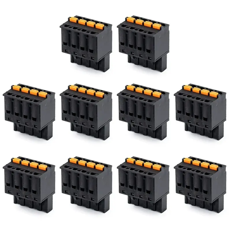 Y50A-Black Quick Terminal Solder-Free Plug Female 10Pcs Press Spring Type 2EDGKD5.08Mm 4P