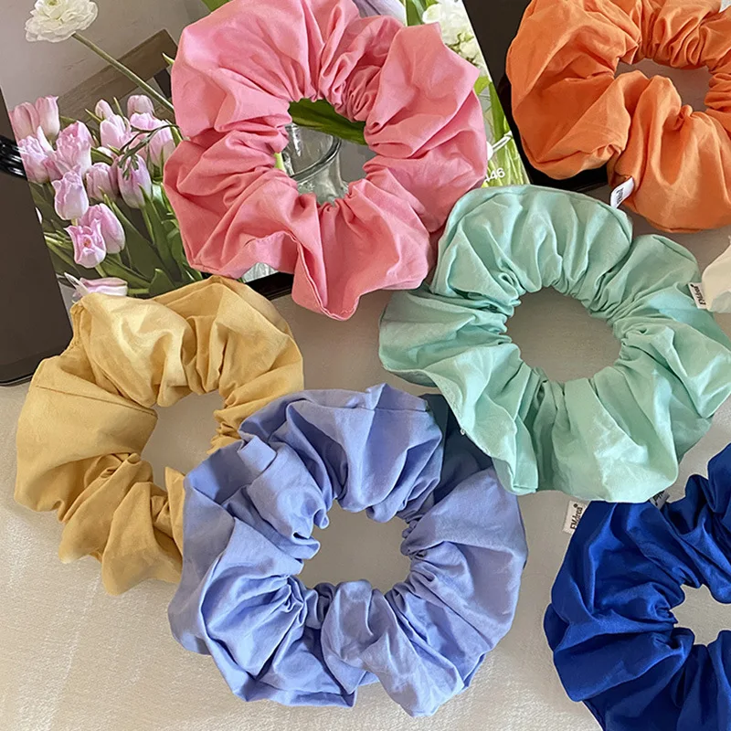 Korean Colored Pleated Scrunchie Headwear for Women Girls Fashion Simple Ponytail Elastic Hair Band Hair Accessories Wholesale