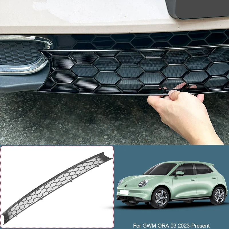 

ABS Car Modify Front Buckle Insect Proof Net For GWM ORA 03 2023-2026 Auto Front Bumper Center Intake Grille Cover Accessory