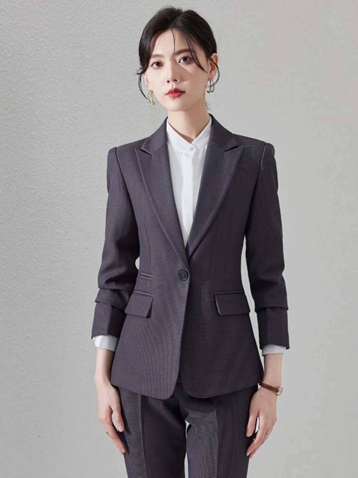 

ay Busin Suit Set for Hotel Manager Interview Ele Commuter Sle Autumn Spring High Quali Workwear Lady Look