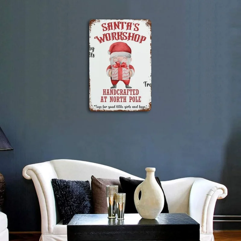 Santa Claus poster retro painting iron logo decoration 30x20x2cm