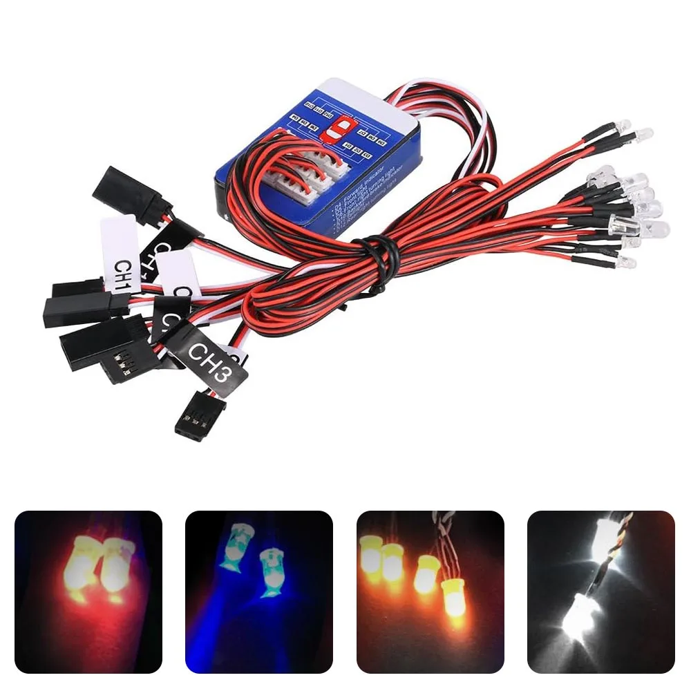 Kit di illuminazione RC a 12 LED per sterzo/freno/Flash di simulazione intelligente per auto RC in scala 1/10 Yokomo Tamiya HSP HPI AXIAL RC4WD Traxxas