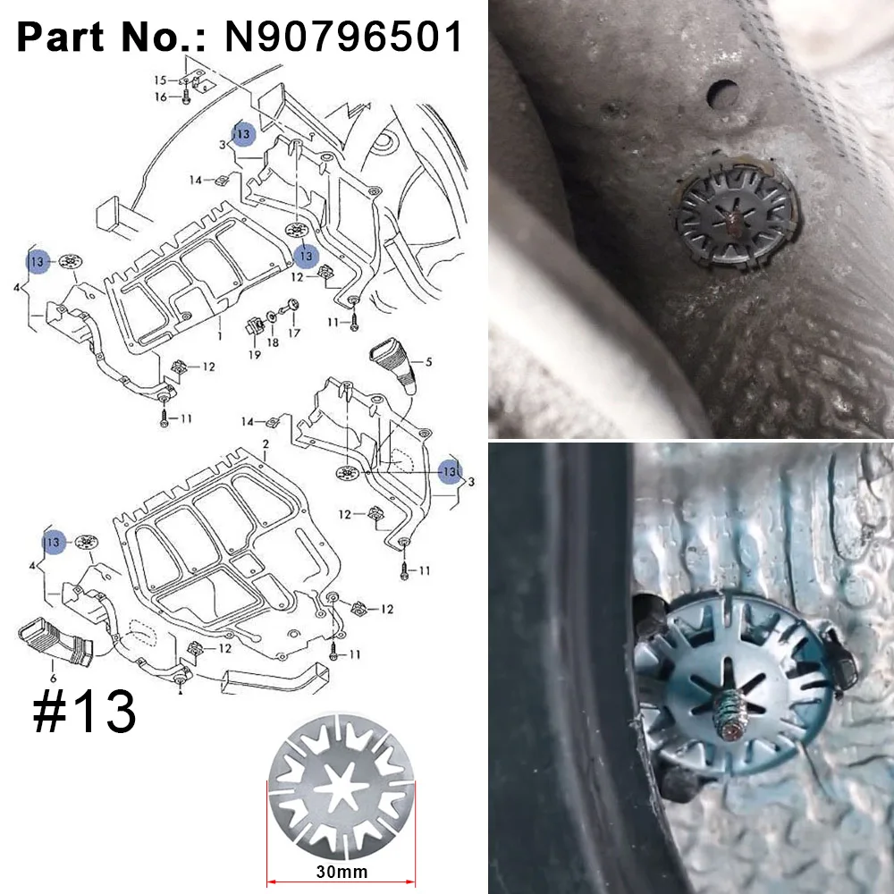 Under Engine Gearbox Cover Screw Fastener for VW Passat B5 for Audi A4 A6 Radiator Support Splash Shield Nut 8D0805960 8D0805121