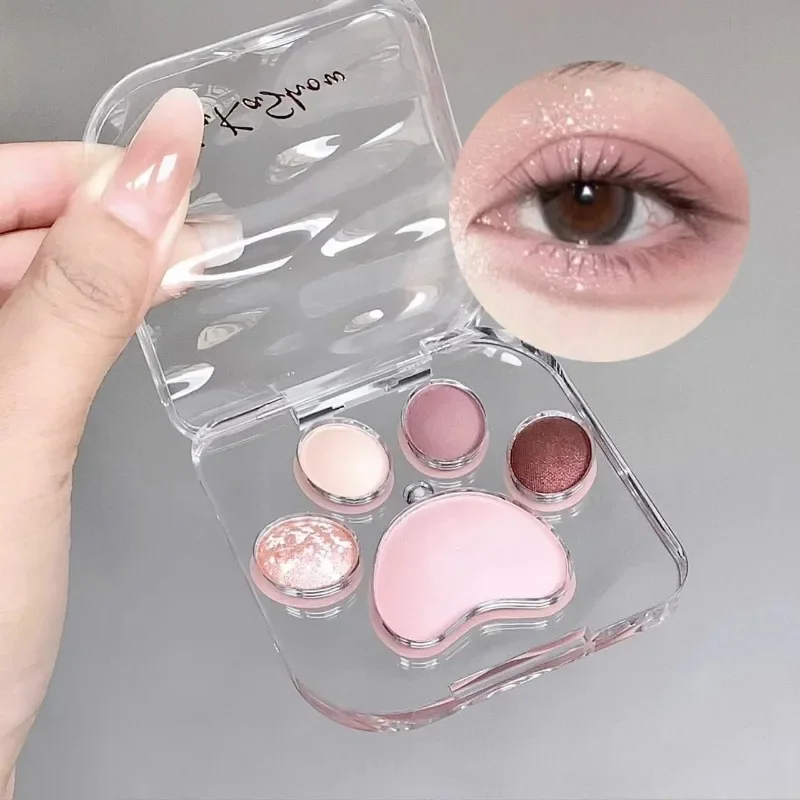 Roze Kattenklauw Oogschaduw Palet Matte Lage Verzadiging Oogschaduw Pallet Liggend Zijderups Korea Wang Blush Blijvende Make-Up Cosmetica