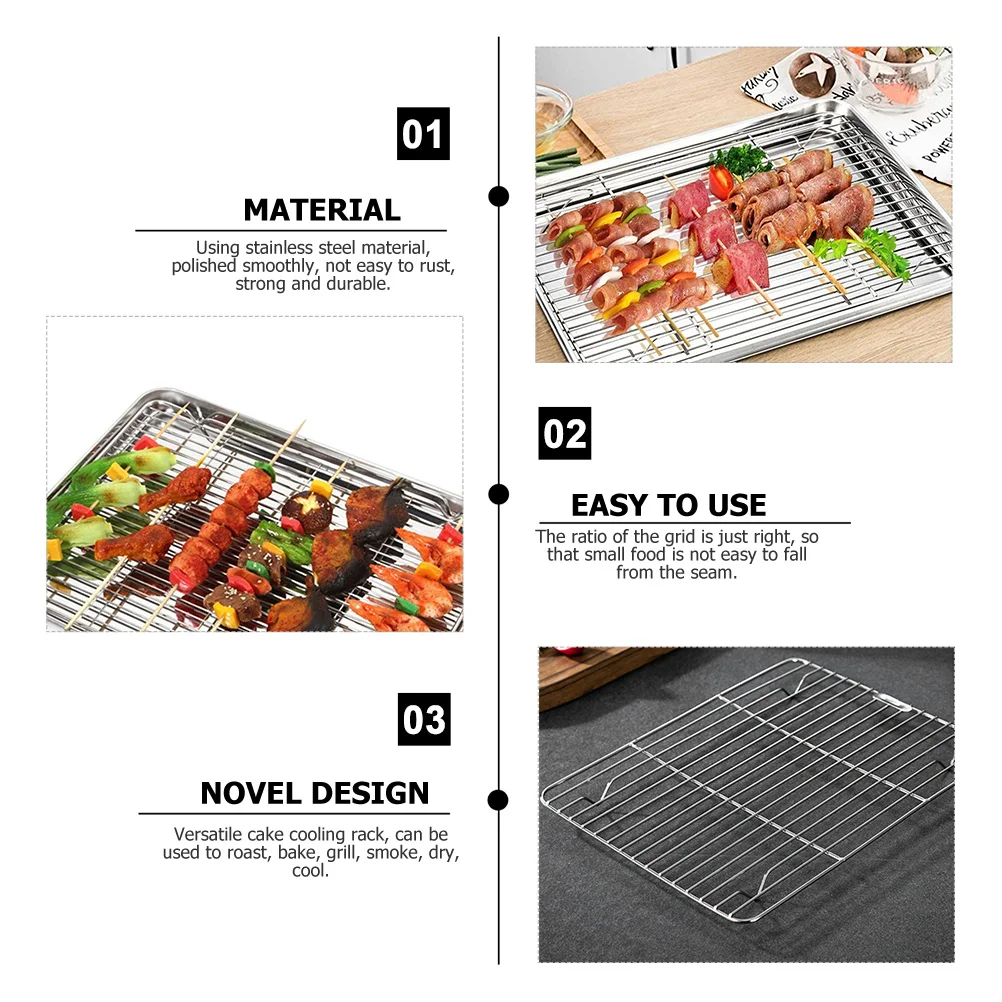 

1pcs Stainless Steel Cooling Rack 30X40Cm Heavy Duty Baking Roasting Grill Drying Rack Kitchen Tool For Oven Bbq Barbecue