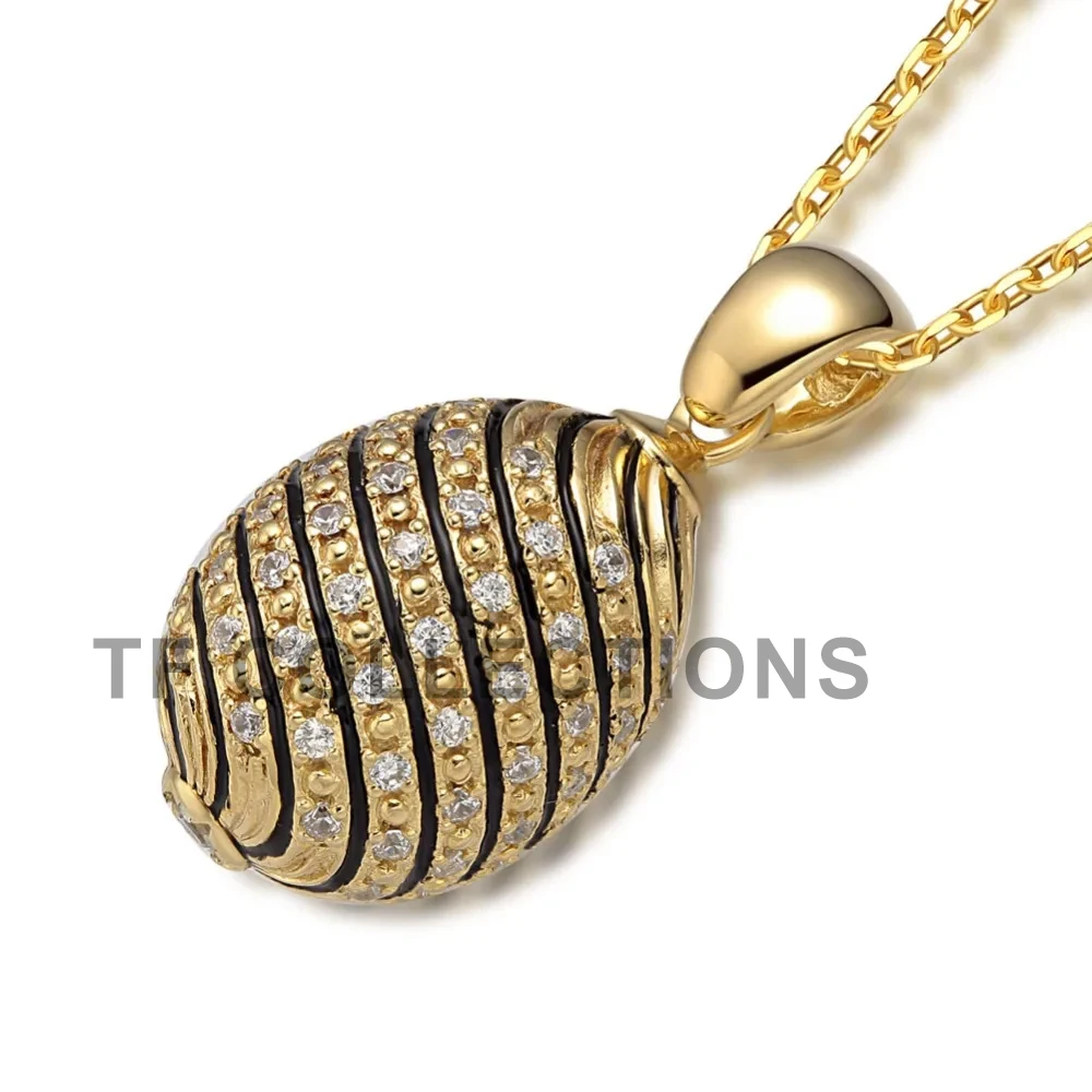 Fully Zircons Vintage Egg Pendant Crystal Rhinestone Necklace Noble Unique Easter Bonus Egg To Women